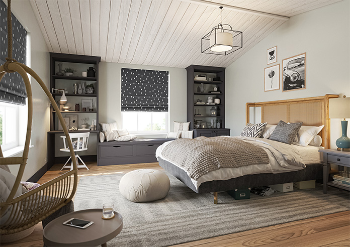 Ink Spots, Black and White - Twist&Fit Roman Blind - Image 6